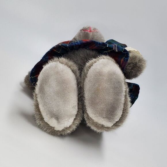 Russ Bunny Plush Beverly Gray Rabbit Plaid Dress Bow Stuffed Animal Toy 13" - Picture 7 of 9